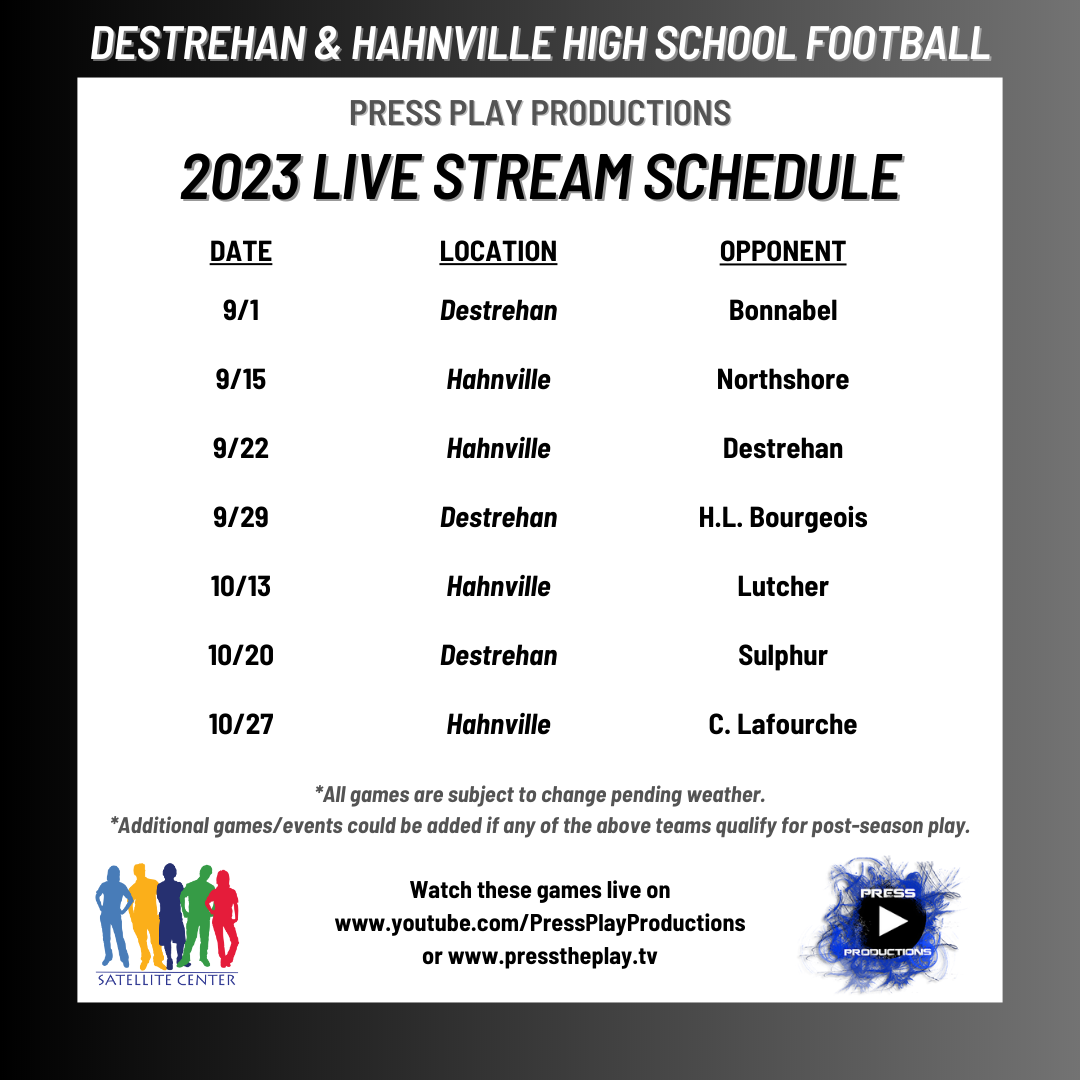 Press Play Productions 2023 Live Stream Schedule: Regular Season